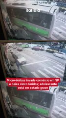 Micro-ônibus invade comércio em SP e deixa cinco feridos; adolescente está em estado grave