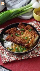 Breaded eggplant with panko breadcrumbs, katsu-style japanese curry but vegetarian