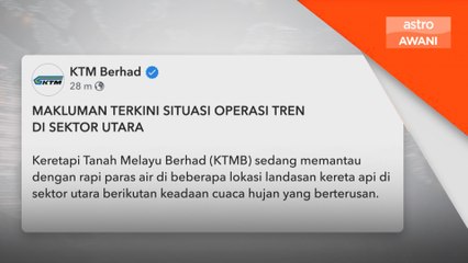 Perkhidmatan tren terjejas, KTMB pantau paras air