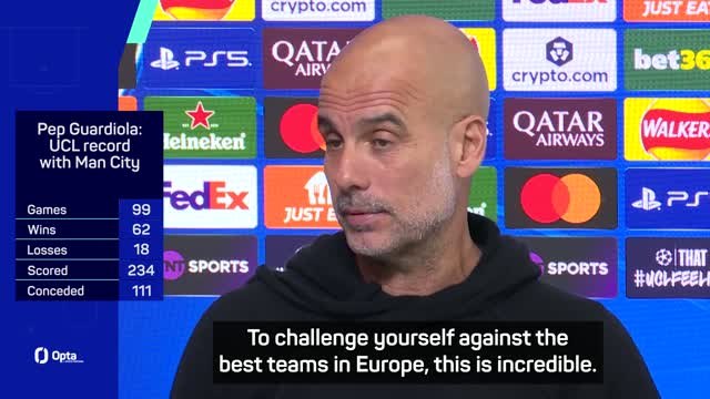 'I'm getting old!' - Guardiola reacts to reaching 100 UCL games with Man City