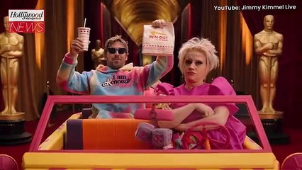 'Barbie' Stars Ryan Gosling, America Ferrera & Kate McKinnon Help Jimmy Kimmel in New Oscars Promo | THR News Video