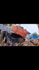 🚧 Construction Site Disaster: Excavator & Crane Fall Into Pit | Heavy Machinery Accident