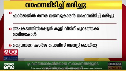 ഷാർജയിൽ ഒന്നരവയസുകാരൻ വാഹനമിടിച്ച് മരിച്ചു; വാഹനം നിർത്താതെ പോയ ഡ്രൈവറെ പൊലീസ് അറസ്റ്റ് ചെയ്തു