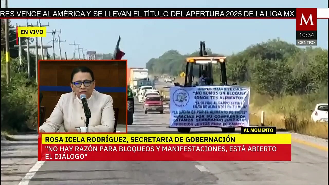 Rosa Icela Rodríguez aborda bloqueos de productores y transportistas en conferencia
