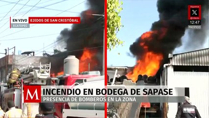 Incendio en bodega de Sapase en Ecatepec moviliza a bomberos