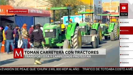 Transportistas bloquean carreteras con tractores en protesta por sus condiciones de trabajo