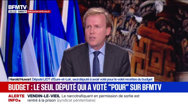 Budget rejeté: S'il n'y a pas de budget, à la fin, on va finir par couler l'économie française , explique Harold Huwart, député (LIOT), seul député à avoir voté le volet recettes du budget