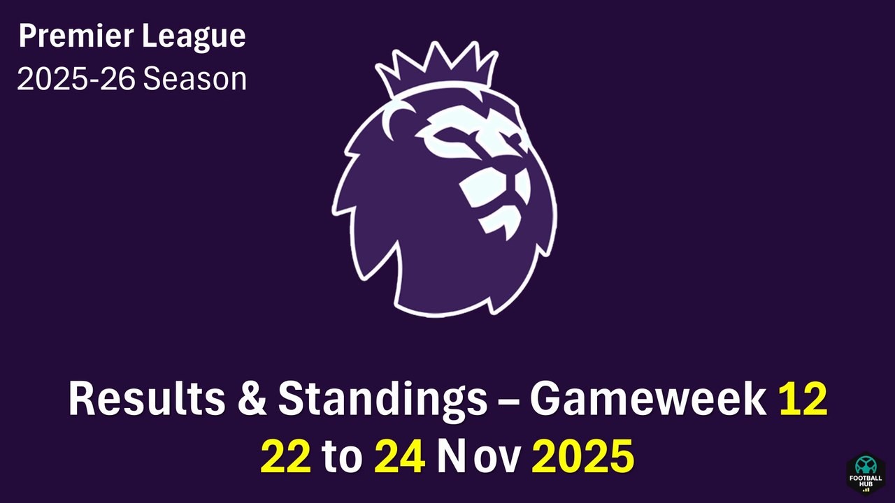 English Premier League Today | Premier League Table and Standings [Matchday 12] Full Results (2025/26)