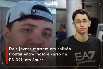 Dois jovens morrem em colisão frontal entre moto e carro na PB-391, em Sousa