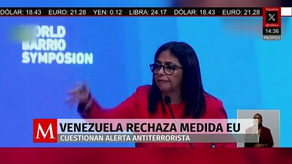 La vicepresidenta de Venezuela cuestiona la alerta terrorista de Estados Unidos