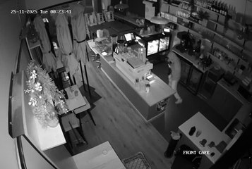 Another angle of a break-in at the Thick as Thieves cafe in Albury