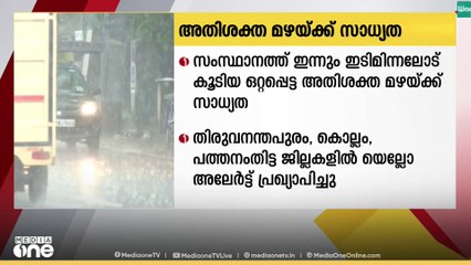 സംസ്ഥാനത്ത് ഇന്നും ഇടിമിന്നലോട് കൂടിയ ഒറ്റപ്പെട്ട അതിശക്തമായ മഴയ്ക്ക് സാധ്യത