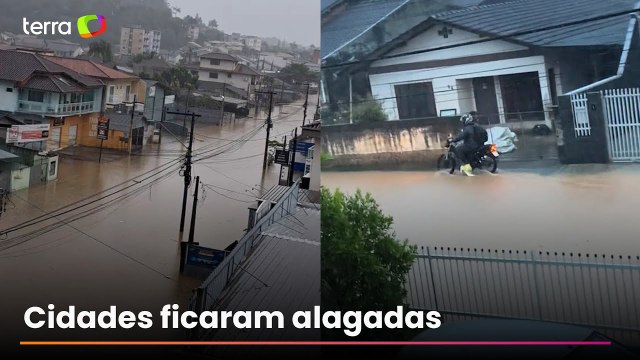 Fortes chuvas deixam cidades debaixo d’água e pelo menos 100 desalojados em Santa Catarina