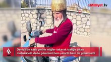 Görenler şaşkına döndü! Kask yerine bunu takıp trafiğe çıkınca...