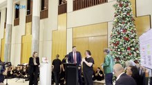 Lights switched on the Parliament House Christmas Tree