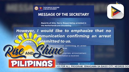Pag-aresto kay Atty. Harry Roque sa Netherlands, wala pang kumpirmasyon ayon sa DILG