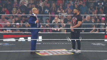 Roman Reigns and Cody Rhodes face to face wwe raw
