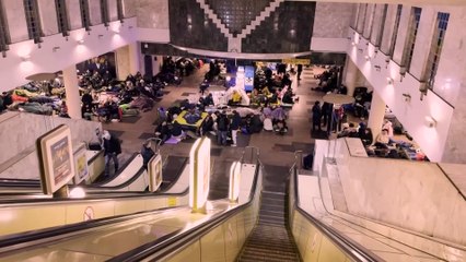 Kyiv Residents Hide in Metro as Russian Drones Strike Again
