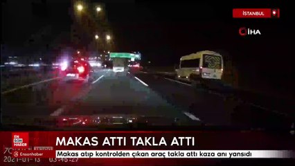 İstanbul Beykoz'da makas atıp kontrolden çıkan araç takla attı, kaza anı kameralara böyle yansıdı