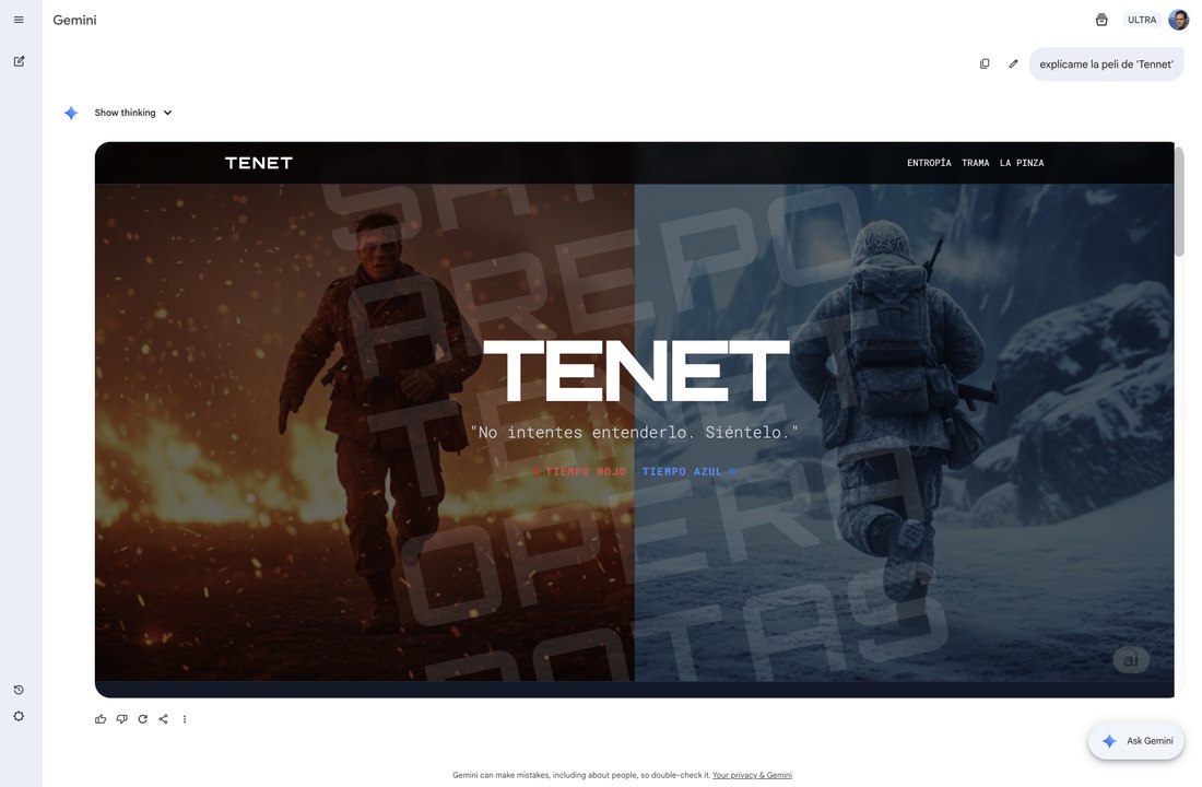Tenet explicado con Gemini y su Dynamic View