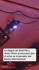 La alegría de Oriol Pla y Javier Giner al escuchar que el actor es el ganador del Emmy Internacional