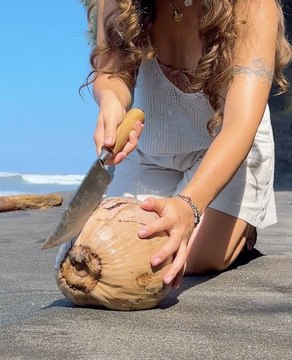 Harvesting and cooking coconut in Oasis