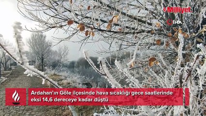 Hava sıcaklığının eksi 14,6 dereceye düştüğü Göle buz tuttu