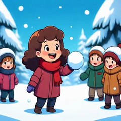 Kids play with snow ball cartoons animations