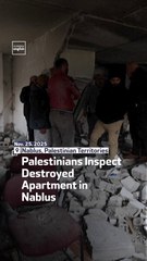 Palestinians Inspect Destroyed Apartment In Nablus
