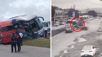 VIDEO | Momento exacto del brutal choque entre un bus y una tractomula en la vía Bogotá - Tunja