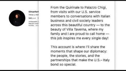 Ambasciatore Usa Fertitta: "Fantastici primi 6 mesi in Italia"