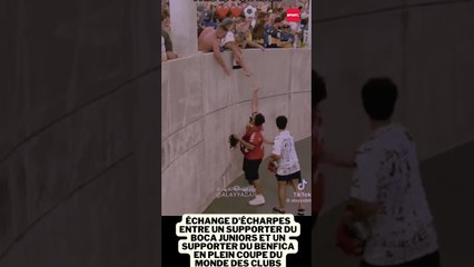 Échange d'écharpes entre un supporter du Boca Juniors et un du Benfica en plein CdM des clubs #foot