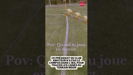 Ce président de club amateur n’a pas le compas dans l’œil pour tracer les lignes du terrain 😂😂