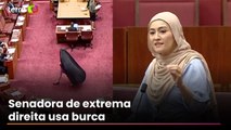 Senadora australiana usa burca em protesto no parlamento e é suspensa após votação