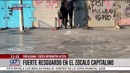 Doble valla y fuerte resguardo en el Zócalo previo a la marcha de hoy