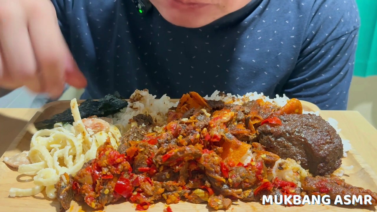 MUKBANG ASMR - NASI DENDENG RENDANG PASTA NORI