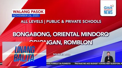 Walang pasok as of 6AM (November 26, 2025) | Unang Balita