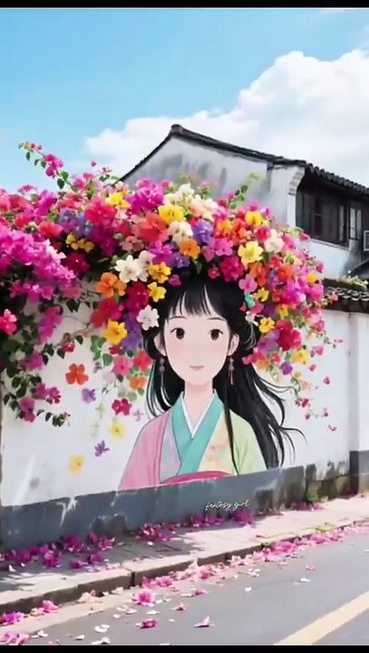 Street art filles et fleurs