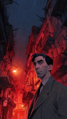 A dimly lit Cuban street in 1953. Cracked colonial