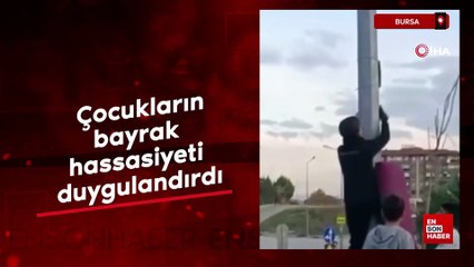 Bursa'da çocukların bayrak hassasiyeti duygulandırdı