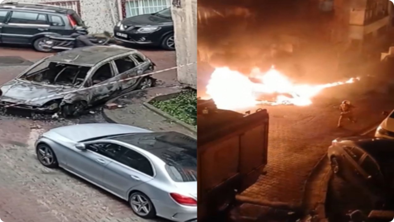 Mahallede panik: 1 saat önce park ettiği araç alev topuna döndü