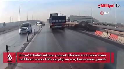 Sollama yapmak isterken TIR'ın önünde kaldı! Araç kamerası...