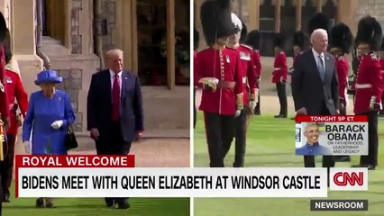 Queen Elizabeth II greets the Bidens at Windsor Castle