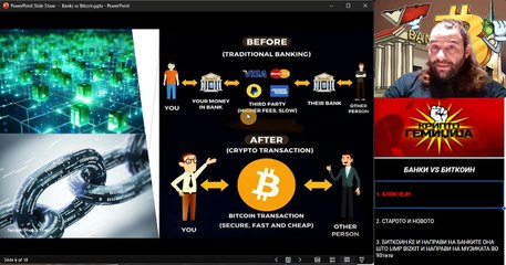 Напреден курс 106. Банки VS Биткоин - Презентација за Crypto Hub Malta 21.01.2024