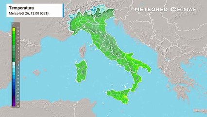 Mappa relativa all'andamento delle temperature