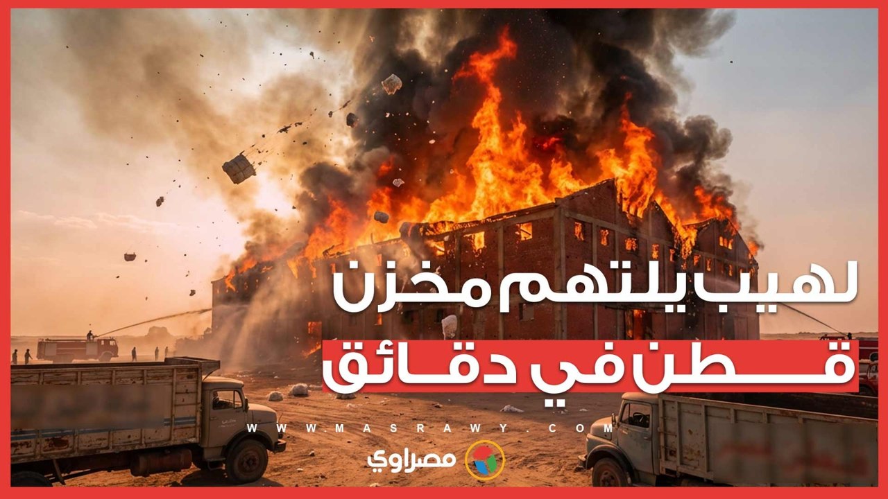 حريق ضخم يلتهم مخزن قطن بأبو زعبل