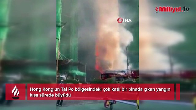 Hong Kong'da çok katlı binada korkutan yangın! Acil durum ilan edildi, mahsur kalanlar var