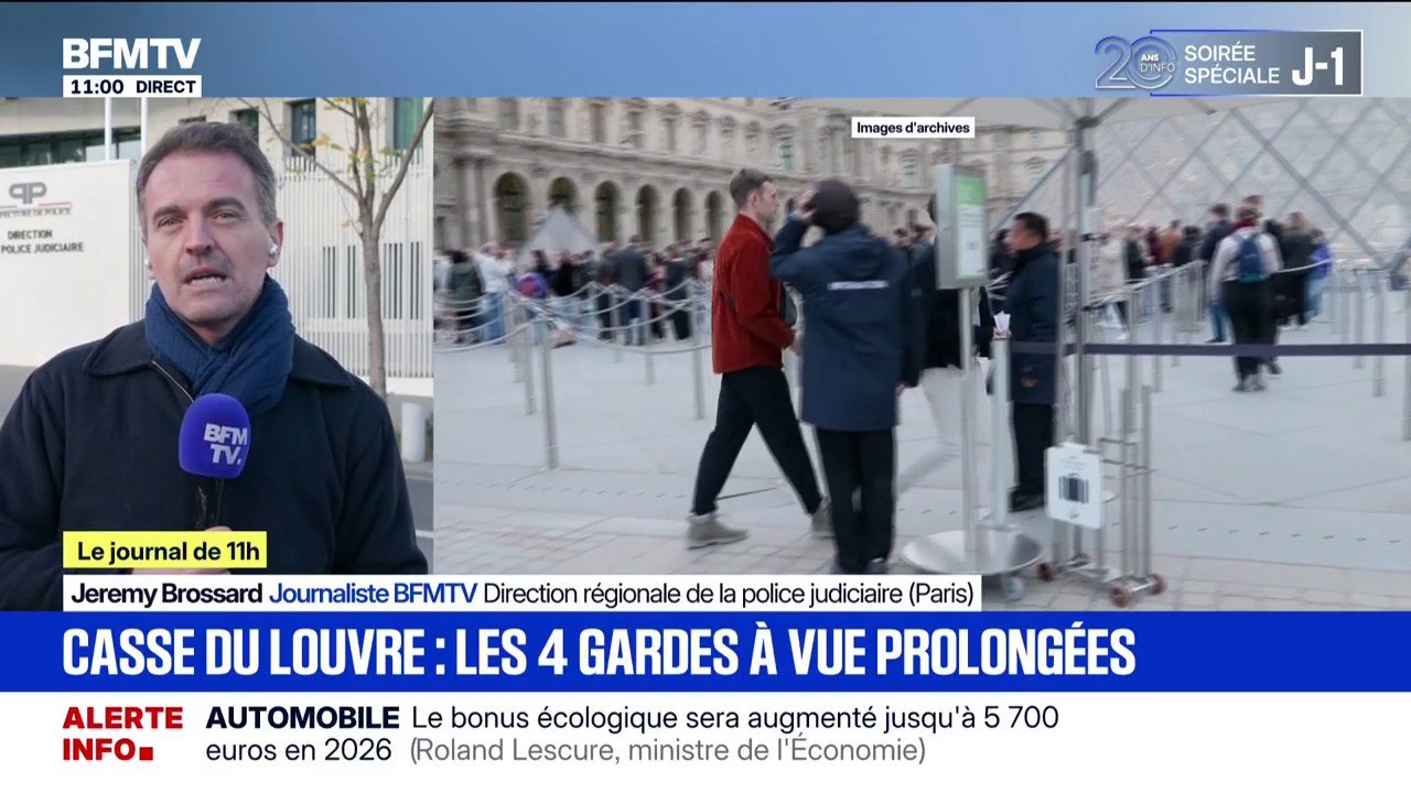 Casse au Louvre: les quatre nouvelles gardes à vue prolongées, dont celle du dernier suspect du commando