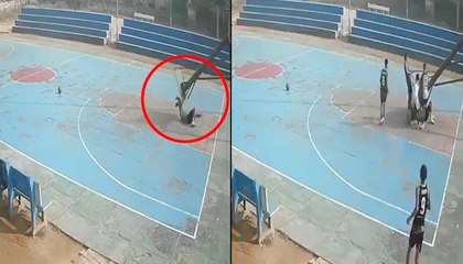 Caught on Cam: Basketball Pole Falls Over National Player Hardik, CCTV Video Surfaces