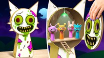 Help! Sprunkis Turned into Zombies!🧟‍♀️ *DIY Cardboard Hospital And Mini Crafts* 💀